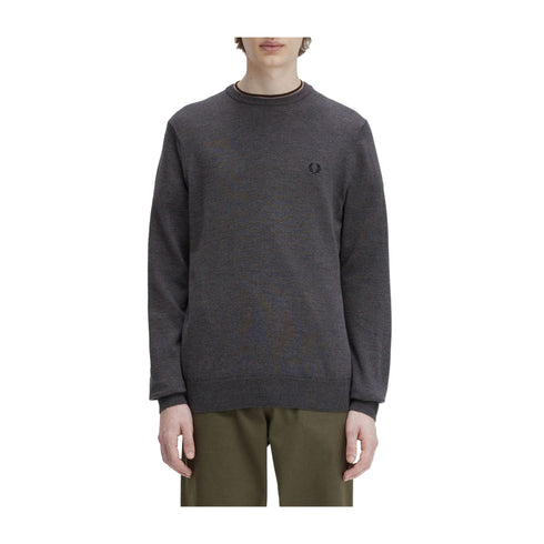 Fred Perry Pullover Maglia Uomo Classic Crew Neck Grigio scuro A24 - FRED PERRYK9601 - R85 - S - Francavilla Moda